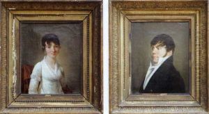 Madame Et Monsieur Antoine Bouscaren (2 Works) by Francois Jean (Jean Francois) Sablet