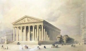 Vue De L'eglise De La Madeleine A Paris.