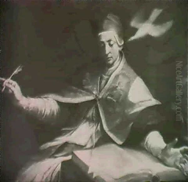 Saint Gregory, Seated Three Quarter Length At His Desk, With The Holy Spirit Descending - view 1