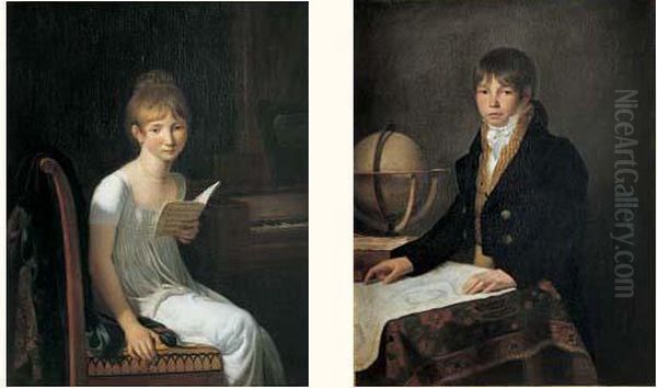 Portrait De Jeune Fille Tenant Une Partition De Musique - view 1