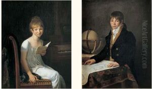 Portrait De Jeune Fille Tenant Une Partition De Musique by Louis Andre G. Bouchet