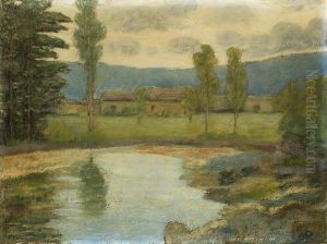Paesaggio Con Specchio D'acqua E Case Sullo Sfondo