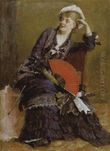 Jeune Femme A L'eventail by Emile Sacre