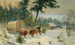 Covered Wagon In Winter