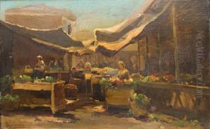 A Vegetable Market by Philip Lodewijk Jacob Frederik Sadee