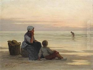 A Quiet Evening At Sunset by Philip Lodewijk Jacob Frederik Sadee