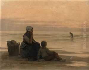 Famille De Pecheurs Sur La Plage