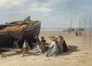 Waiting For The Catch Of The Day, Scheveningen by Philip Lodewijk Jacob Frederik Sadee