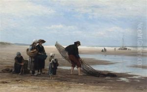 Shrimpers On The Beach At Low Tide, Scheveningen