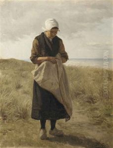 A Woman In The Dunes by Philip Lodewijk Jacob Frederik Sadee