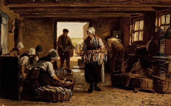 Fisher Women From Scheveningen In A Smoking Shed - view 1