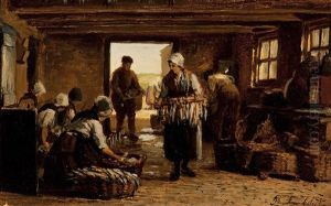 Fisher Women From Scheveningen In A Smoking Shed