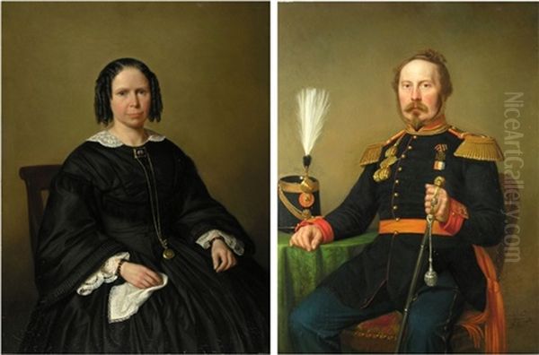 Portraits Eines Offiziers Und Seiner Frau (pair) - view 1