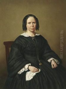 Portrat Der Gattin In Schwarzem Kleid Mit Goldener Uhr An Einer Kette