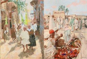 Ruelle Et Place Animee En Afrique Du Nord by Joseph-Felix Bouchor