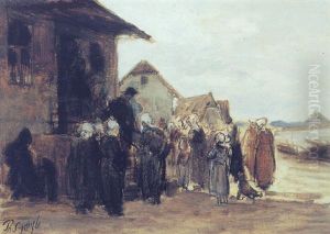 A Village Scene by Philip Lodewijk Jacob Frederik Sadee
