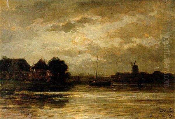 View Of The Spaarne, Haarlem, By Moonlight - view 1