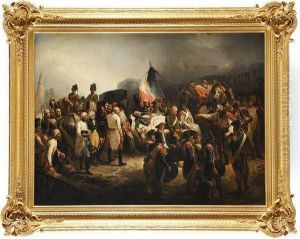 Le General Autrichien Kray Rend Hommage Au General Marceau Le 21septembre 1796. by Francois Bouchot