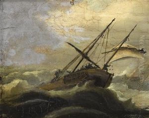 Ship In Rough Seas by William Sadler the Younger