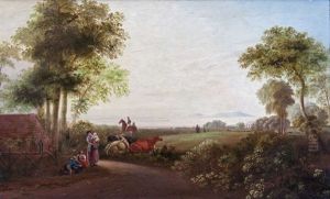 A View Over Dublin Bay Looking Towards Howth, Ireland's Eye And Lamb Bay, With Frascati In The Foreground, Together With Figures And Animals