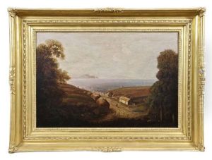 A View Of Ireland's Eye, Howth Harbour, With Cottages And Figures In The Foreground by William Sadler the Younger