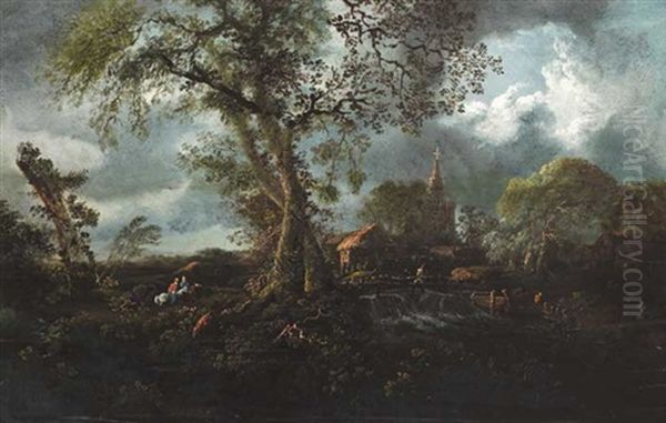 Highway Men On Horseback With Church And Ruin In Foreground - view 1