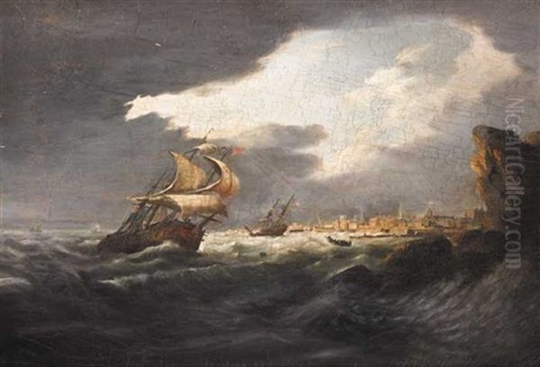 Shipping Off Shore With A Storm Approaching - view 1
