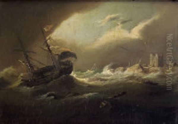 Shipping In Stormy Seas Off The Coast - view 1