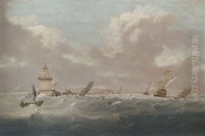 Shipping In Dublin Bay, With Poolbeg Lighthouse And The Sugar Loaf Beyond