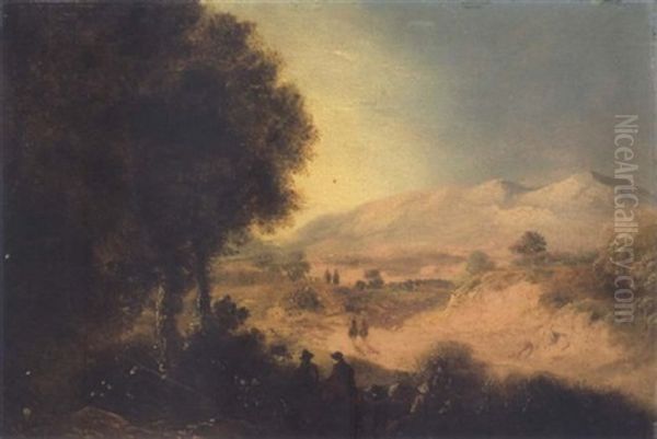 Figures In Mountain Landscape - view 1