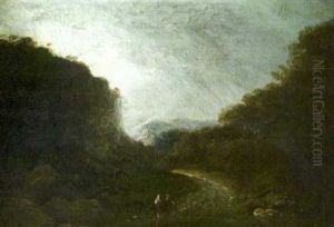 Figures Travelling On A Path Through The Glen Of The Downs by William Sadler the Younger