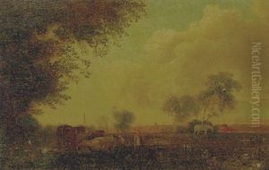 Figure Before Cattle In An Extensive Landscape by William Sadler the Younger