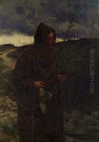 Monk In A Winter Landscape, (recto), Unfinished Sketch Of A Monk In A Landscape, (verso) - view 1