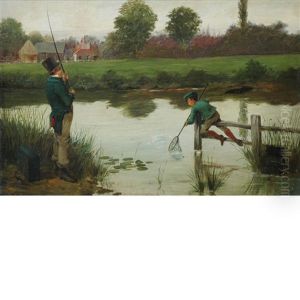 Father And Son Fishing by Walter-Dendy Sadler
