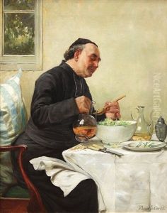 Priest At Supper by Walter-Dendy Sadler