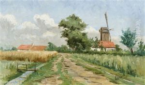 Summer Landscape With Mill And Farms (ca. 1893-1900) by Valerius De Saedeleer