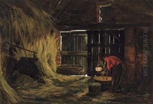 Vue Interieure D'une Grange - Tempelhof by Valerius De Saedeleer