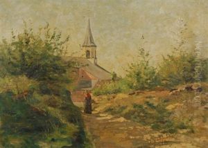 Village Ensoleille Avec Eglise by Valerius De Saedeleer