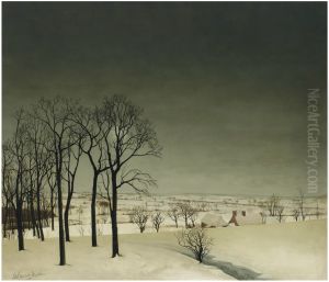 View Of Tiegem In Winter by Valerius De Saedeleer