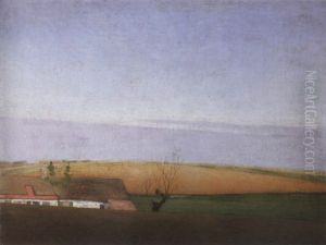 Trees And Farm Houses In An Extensive Landscape by Valerius De Saedeleer