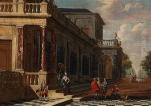 An Elegant Party In Front Of A Palace by Jacob Ferdinand Saeys