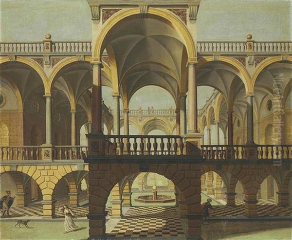 A Capriccio Of A Colonnaded Courtyard - view 1