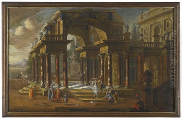Capriccio Architectural Scenes With Elegant Figures Promenading (2 Works) - view 1