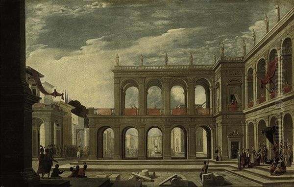 An Architectural Capriccio With A King Enthroned, And A Group Of People Round A Gallows - view 1