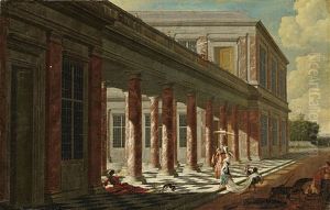 Phantastische Palastarchitektur Mit Elegantem Paar by Jacob Ferdinand Saeys