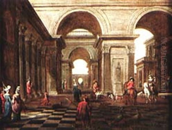Retour De Chasse Dans La Cour D'un Palais - view 1