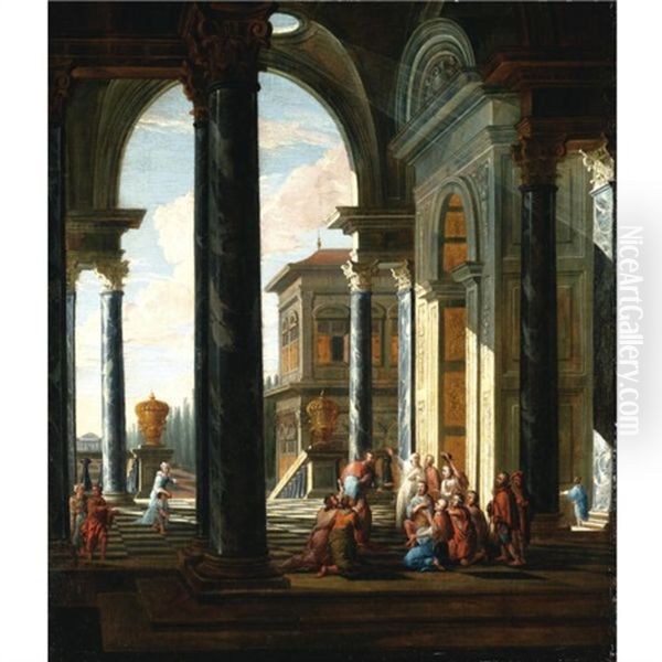 An Architectural Capriccio With Christ Healing The Sick - view 1