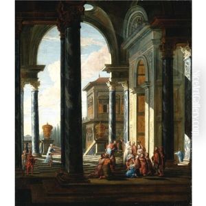 An Architectural Capriccio With Christ Healing The Sick