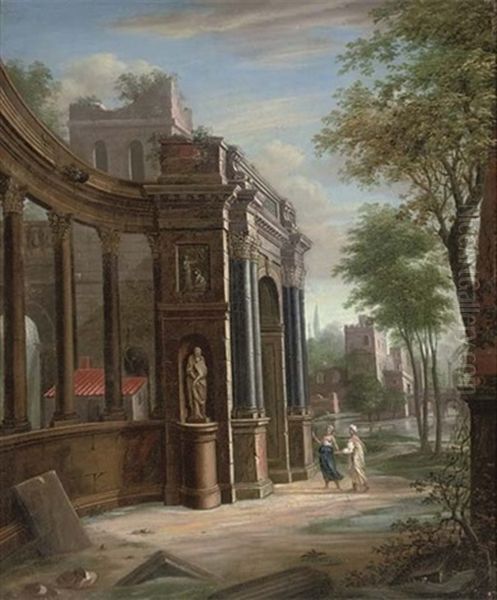 A Capriccio Of Classical Architecture With Two Figures Conversing - view 1