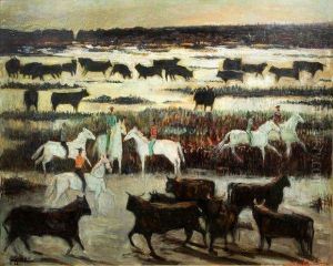 Chevaux Et Taureaux Camarguais